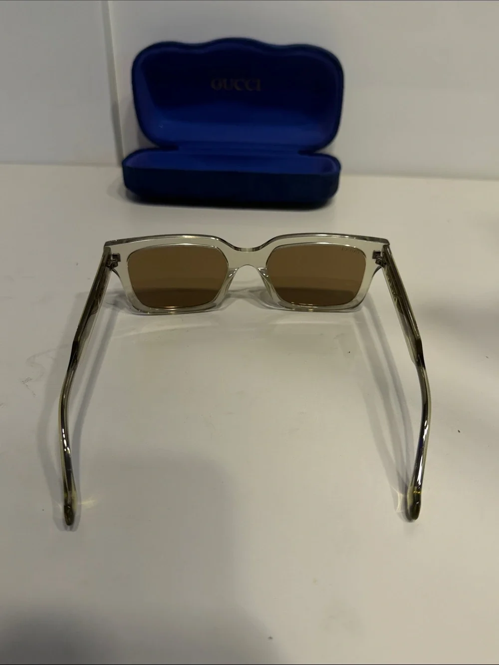 Gucci Men's Translucent Beige Frame Sunglasses GG
